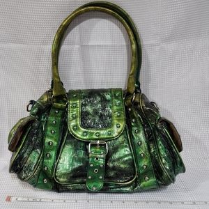 Multi Colored Shiny Green Shoulder bag